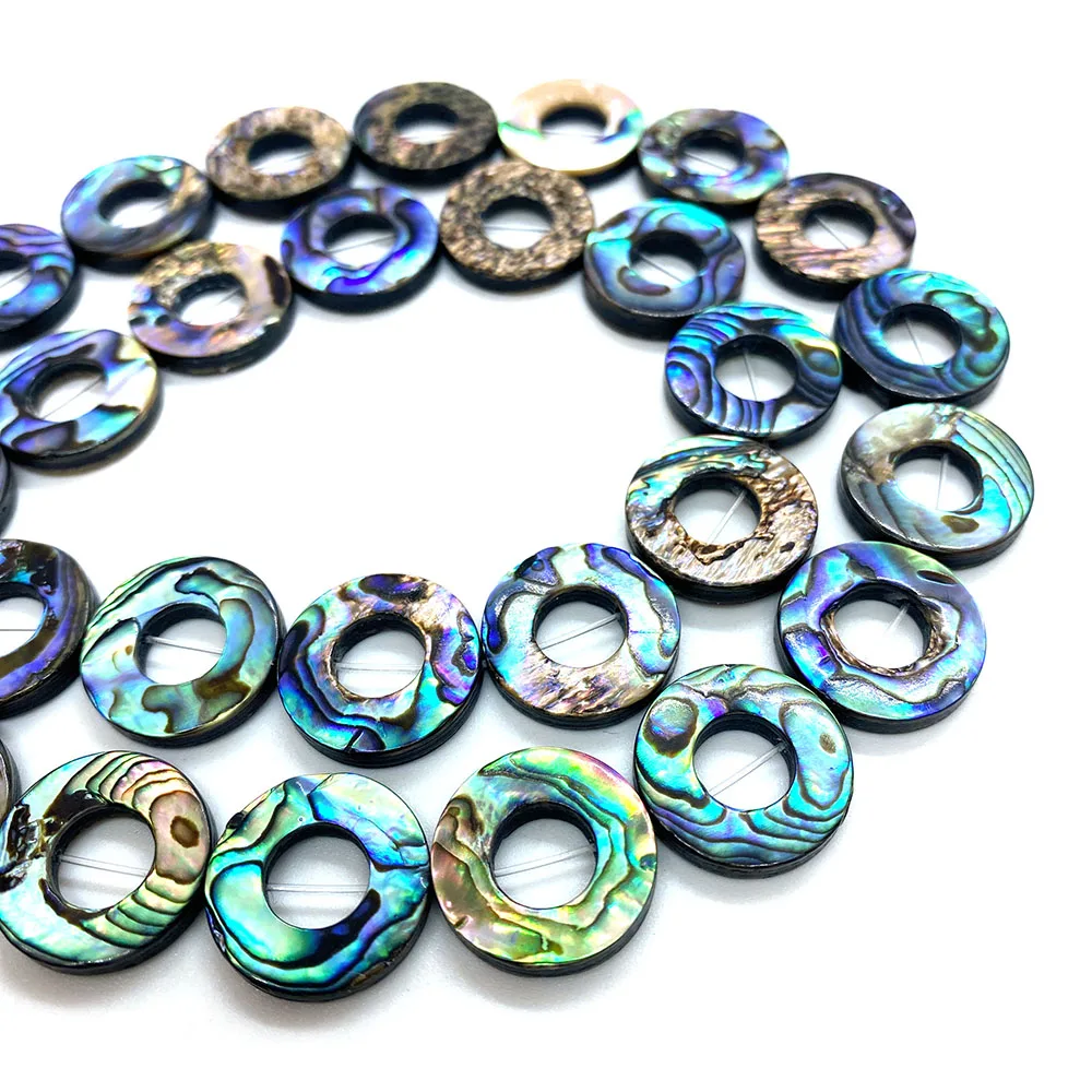 Natural Abalone Seashell Loose Bead Hollow Circle Donut Round Bead for Jewelry Making DIY Necklace Bracelet Earring Ring Jewelry image 3
