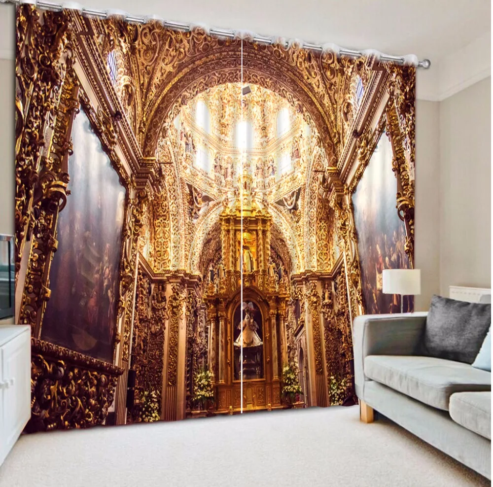 3D Modern roman curtains  Printing thick 90% blackout Curtains for Living Room Bedroom Study Decor Kitchen Drapes 2 Panel Set