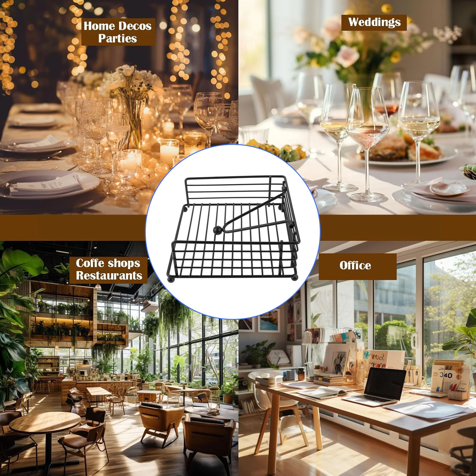 1PC Modern Napkin Holder Frosted Black Metal Square Stand fit Tissue Bills Notes Storage 18cm/7Inch Decor Home Bar Hotel Cafe