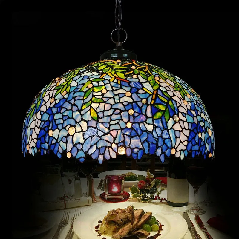 20 inch chandelier, living room lamp, dining room glass art creative wisteria chandelier