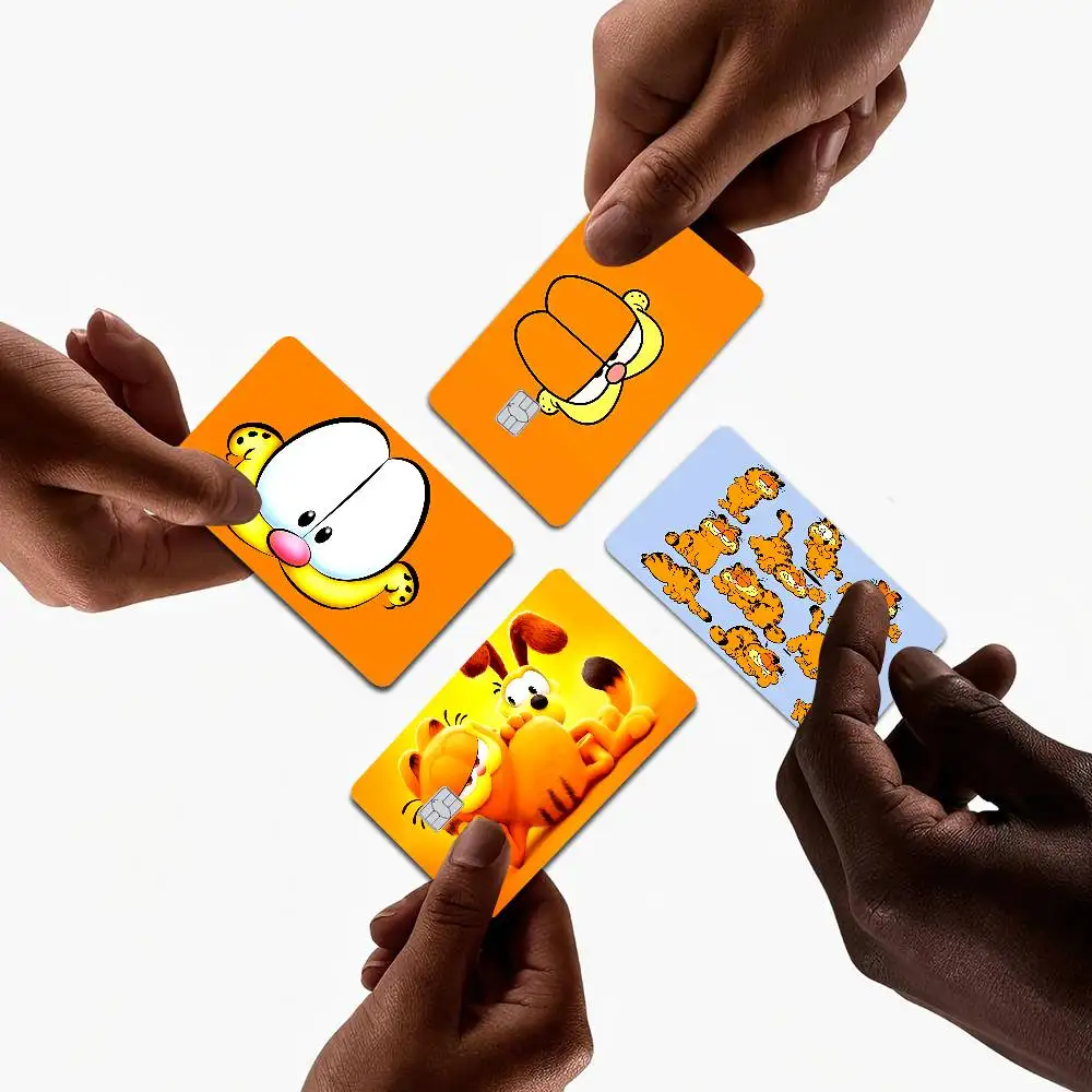 Cartoon garfield Cute cat Fashion Matte Gold Silver Black Matte Film Skin Sticker Tape for Bank Credit Debit Card