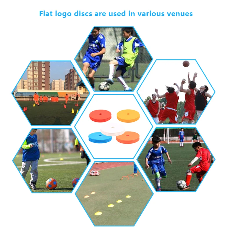 10Pcs Soccer Flat Cones Marker Disc With Holes Landmark Pad Football Basketball Training Aids Sports Training Equipment