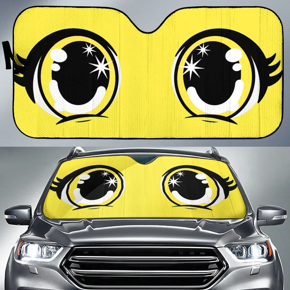 

Car 3D funny Cartoon Eyes Printed Car Truck SUV Universal Windshield Sun Shades Stylish Fold Sunshade for Car Windshield