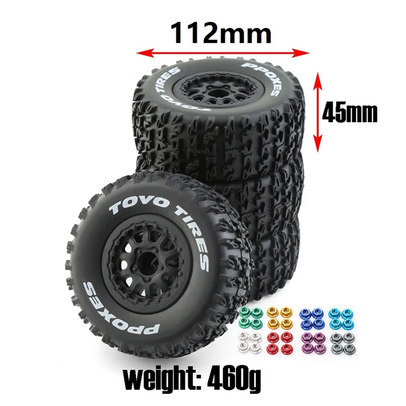

4Pcs 112Mm 1/10 Short Course Truck Tires Tyre Wheel With 12Mm Hex For Traxxas Slash Arrma SENTON VKAR 10SC HPI RC Car