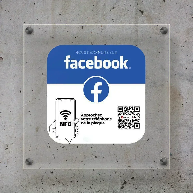 NFC Google Review UV Print Sign Tap or Scan Contactless Acrylic UV Print QR Sign Social Media Tag NFC QR Code Sign