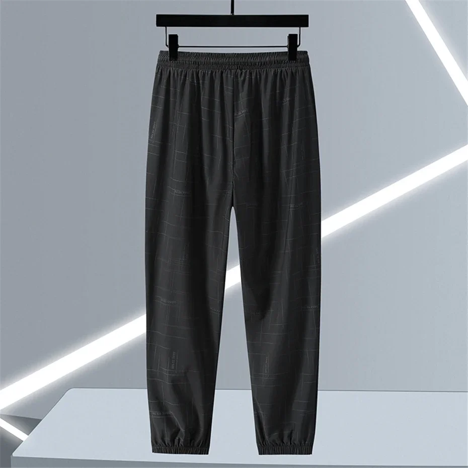 2024 Large Size Pant Men Long Length Elastic Waist Straight Summer Pants Men Ice Silk Thin Trouser Male Light Loose Stretch 11XL