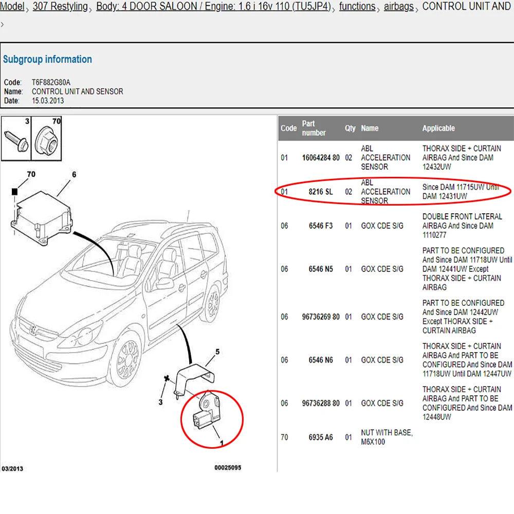 푸조 307 RESTYLING 308 408 RCZ 시트로엥 C3 (A51) C3 피카소 C5 (X7) C5 에 적합, CHINE ABL 가속 센서 8216SL