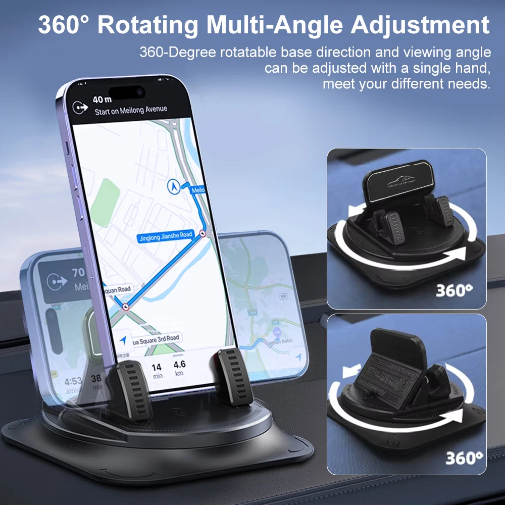 Car Phone Holder 360 Rotating Mobile Phone Stand For Car Dashboard Navigation Cell Phone Rotatable Bracket Strong Suction Base