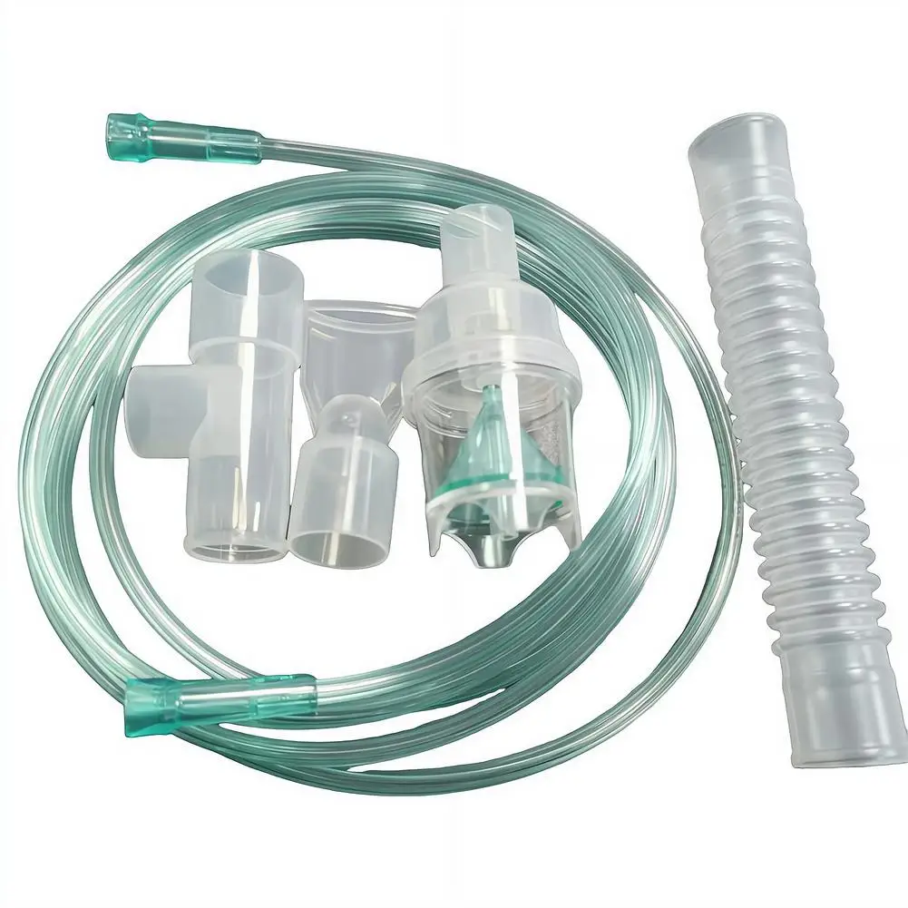 Nebulizer Accessories Kit with T-Connector Mouthpiece for Aerosol Therapy High-Flow Oxygen Tubing, Clear Plastic Respiratory Set