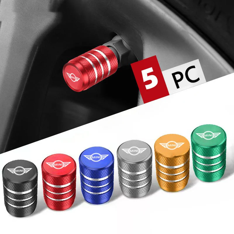 5PCS Car Automobile Wheel Tire Valve Airdust Waterproof Cap For MINI Cooper One JCW R56 Countryman Clubman R50 R53 R58 Accessory