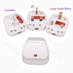 UK/Large South Africa/Australia Standard Power Switch Rewireable Plug With Fuse, Power Cord Cable 3-Pins Connector