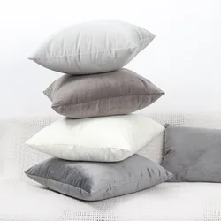 Gray Cushion Cover Soft Velvet Skin-friendly Pillowcase Living Room Decoration Modern Sofa Throw Pillow Cover Funda Cojin Hogar
