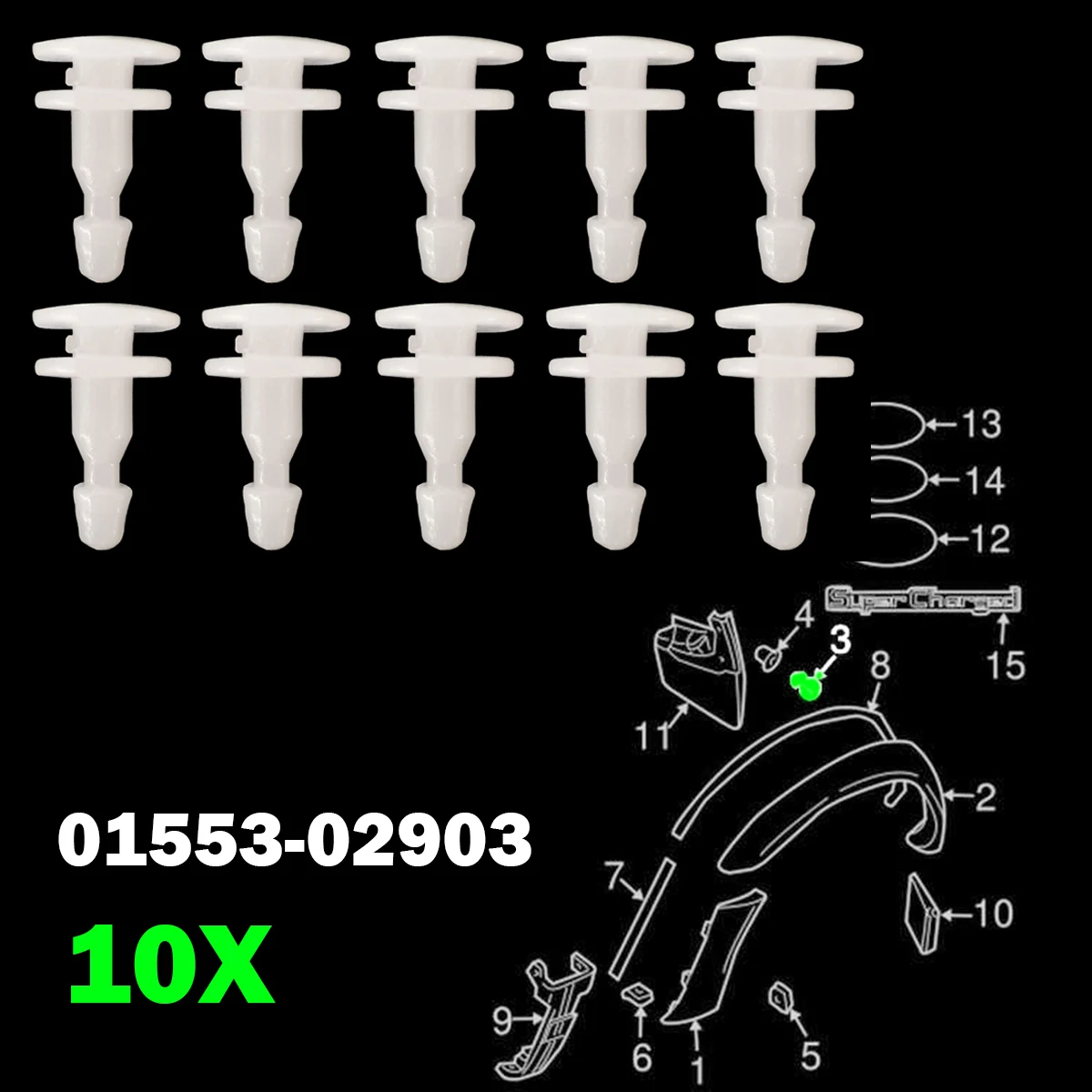 10x Wheel Arch Fender Flare Liner Clips For Nissan Navara D22 Patrol GU Frontier Pathfinder Xterra Infiniti Qx4 Qx56 0155302903