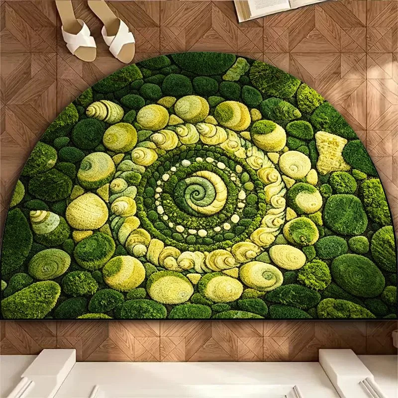 VIKAMA Semi-Circular Colored Pebble Visual Entrance Door Mat Foyer Bathroom Entrance Home Carpet Home Decoration