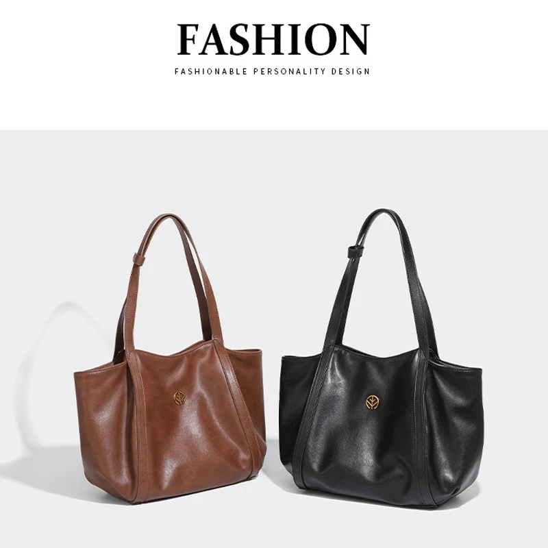 

New casual texture soft leather handbag in autumn and winter large capacity fashionable commuting and versatile one-shoulder bag