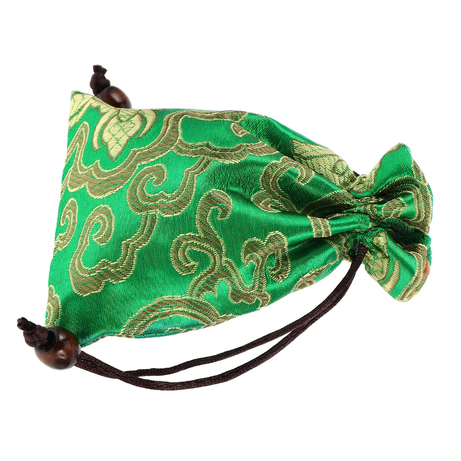 Chinese Traditional Brocade Jewelry Pouch Silk Embroidered Drawstring Storage Bag for Singing Bowls Small Accessories Meditation