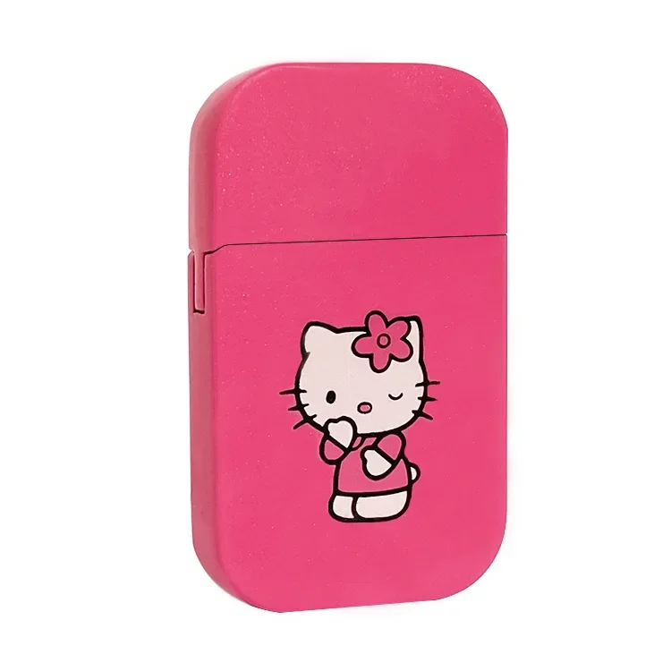 Mini Kawaii Lighter Windproof Pink Flame Cigarette Lighter Refillable Butane Gas Lighters Smoking Accessories Girl Gift