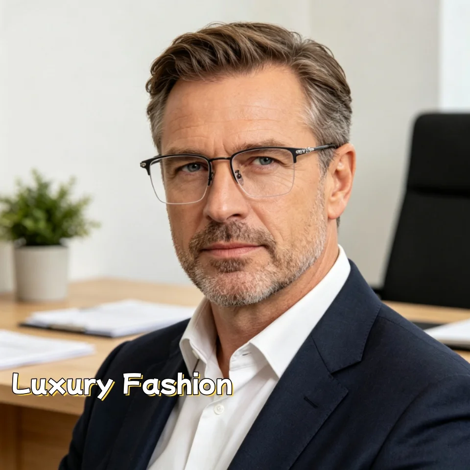 

New World Business Style Men Retro Titanium Alloy Square Half Frame Fashiona Reading Computer Women Office Optical Glasses UV400