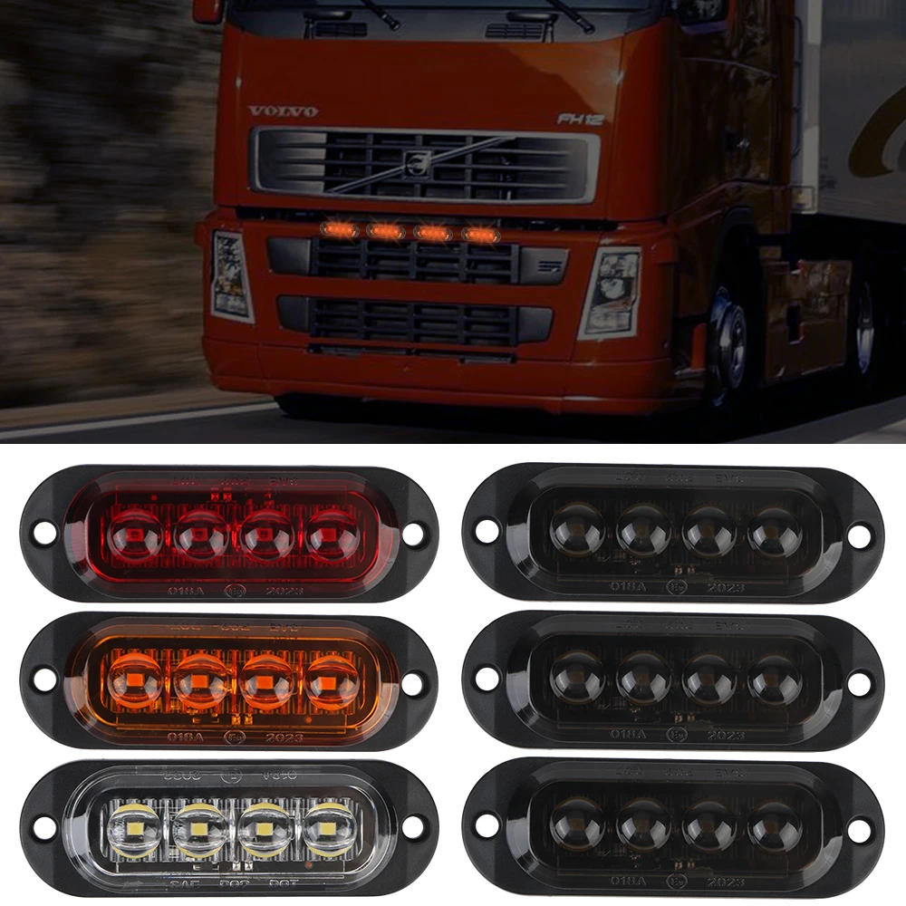 24V 12V Car DRL Side Lights 4 LED Signal Day Running Lights Indicator Waterproof Warning Truck Trailer Position Lamps Beacons