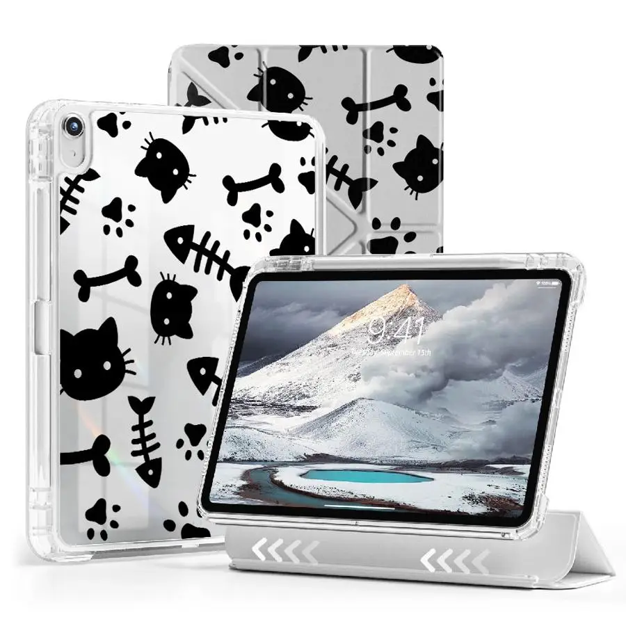

Tablet Case For iPad Pro 2025 Air 4 5 M3 M2 M4 11inch Mini 6 7 11th 10th 9th 8th 7th 12.9inch Holder Cover Y-Fold Cute Cat