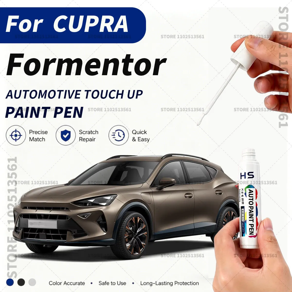 

For CUPRA Formentor Touch Up Paint Pen Quick Repair Car Scratch Chip Paint Brush Black Glacial White Desire Red Blue Bronze