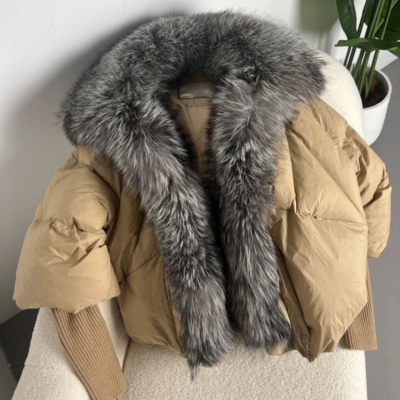 

MENINA BONITA 2023 Winter Women Warm Coat Oversized Real Fox Fur Collar Thick Luxury Outerwear New Duck Down Jacket Detachable