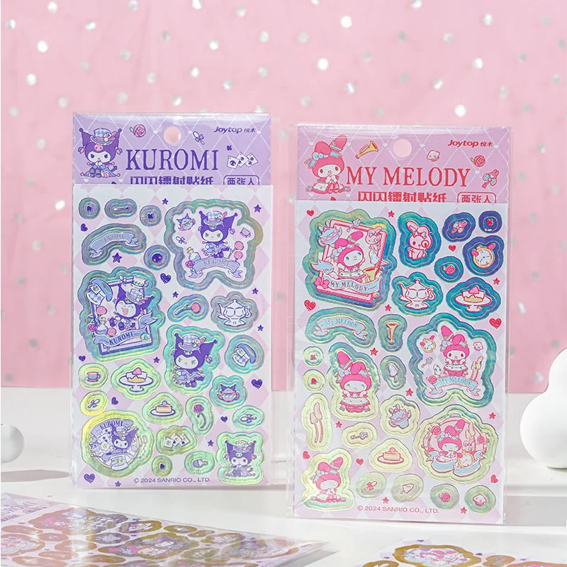 24pack/lot Sanrio Melody Kuromi Stickers Cute Scrapbooking DIY Diary Decorative Sticker Album Stick Label