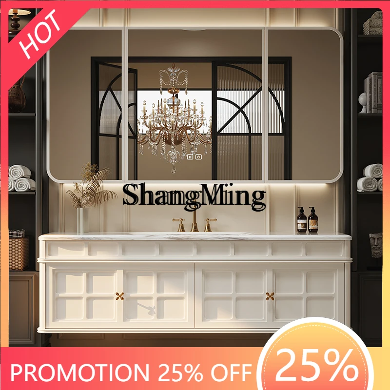 

SM New Cream Wind Luxury Stone Bathroom Cabinet Combination Toilet Wash Bench Oak Wash Sink Face Wash Basin Cabinet