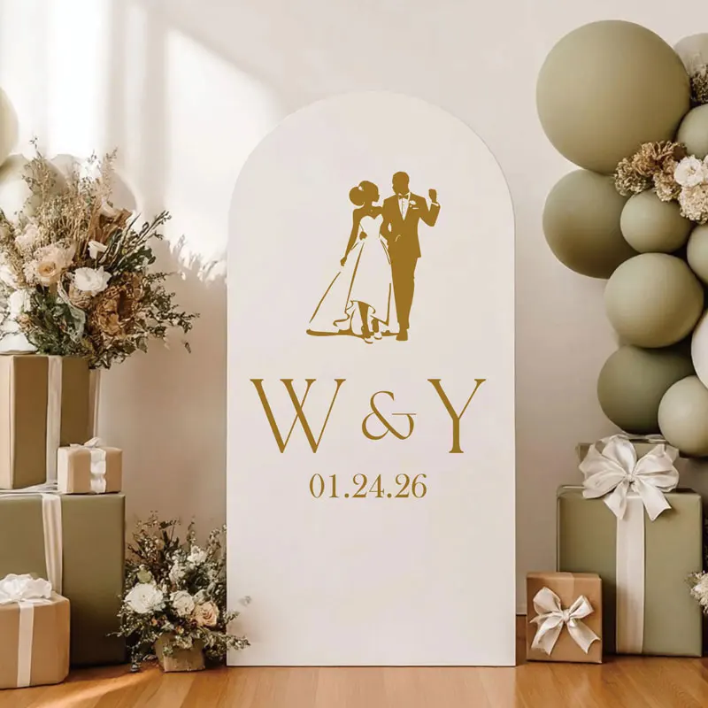 

Custom Bride and Groom Name Letter Vinyl Decals, Personalized Wedding Decor for Geremony Recepiton Bridal Shower Sticker Q146