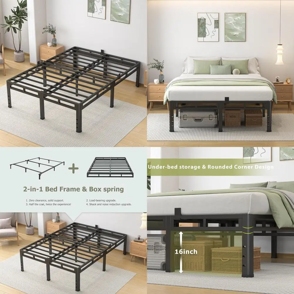 

NKZ King-Size Metal Bed Frame with 20-Inch Platform and Box Spring, 4000lbs Capacity, Round Corner Legs