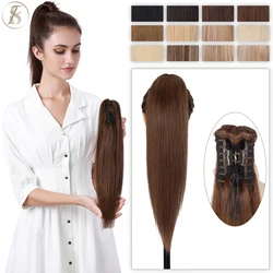 TESS Paardenstaart Menselijk Haar 14-22Inches Klauw Clip in Paardenstaart Verlenging Menselijk Haar Braziliaanse Vrouwen Haarstukje Natuurlijke Zwart blond