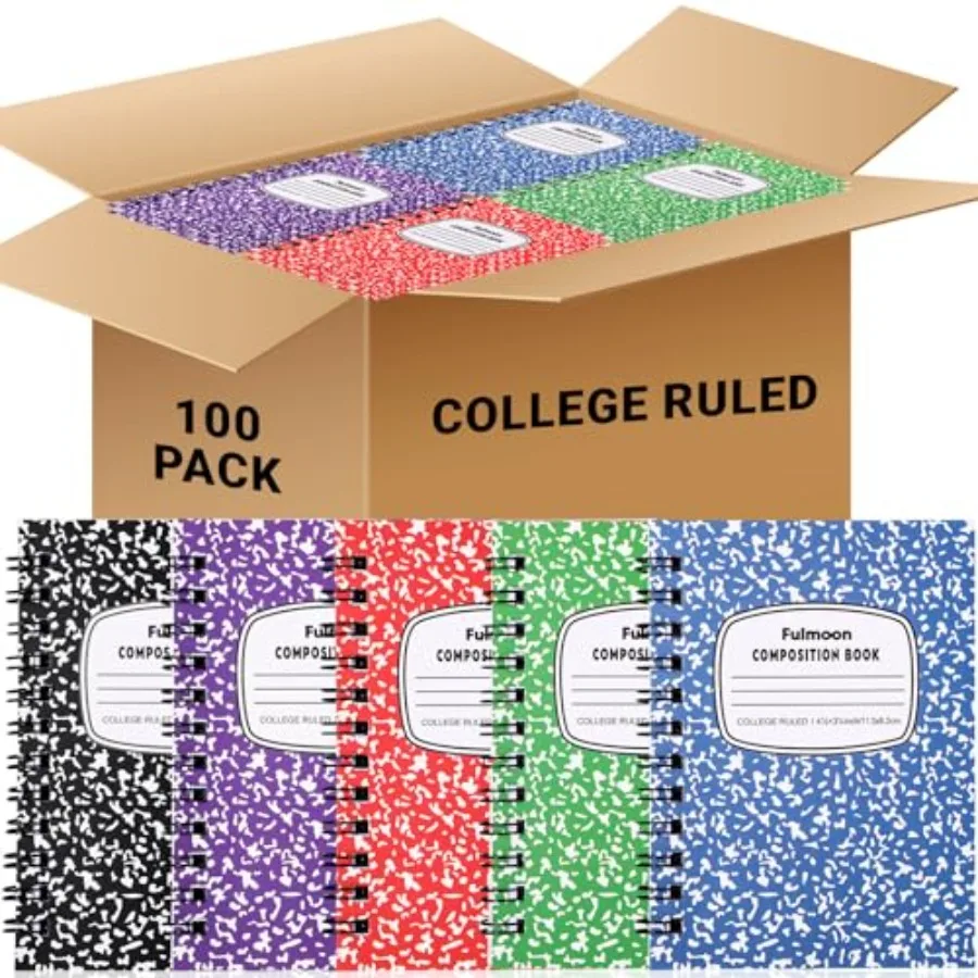 

100 Pack Mi Spiral Composition Notebooks Bulk, Hard Cover, Paper, ch, 60 Pages 30 Sheets,Assorted Marble Cover Composition Note