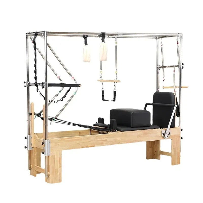 

Studio Machine Equipment Cadillac 3-in-1 Core Training Bed With Tower Oak Wood Pilates Reformer