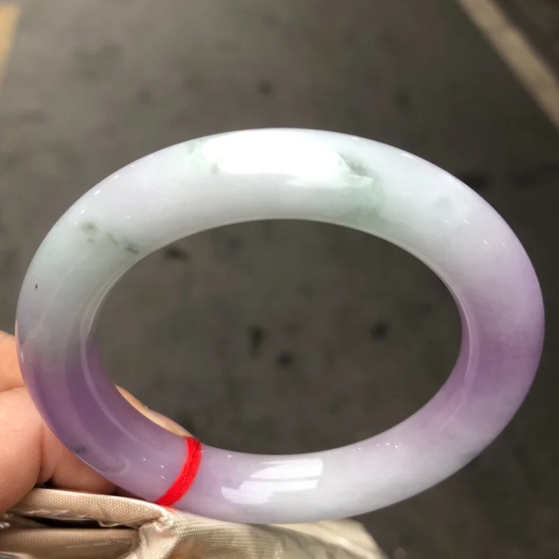 Certified Natural Grade AAA Icy purple&white Myanmar Jade jadeite bracelets 59MM