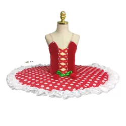 Professional Tutu Ballet Performance Girls Lace Ballet Costume Child Polka Dot Princess Tutu Dress Dancing Women Red Ballerina