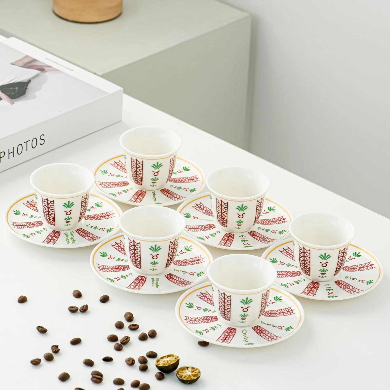 6 Cups 6 Plates Simplicity Middle East Kava Coffee Cup Ceramic Plate Set ceramic coffee cup set