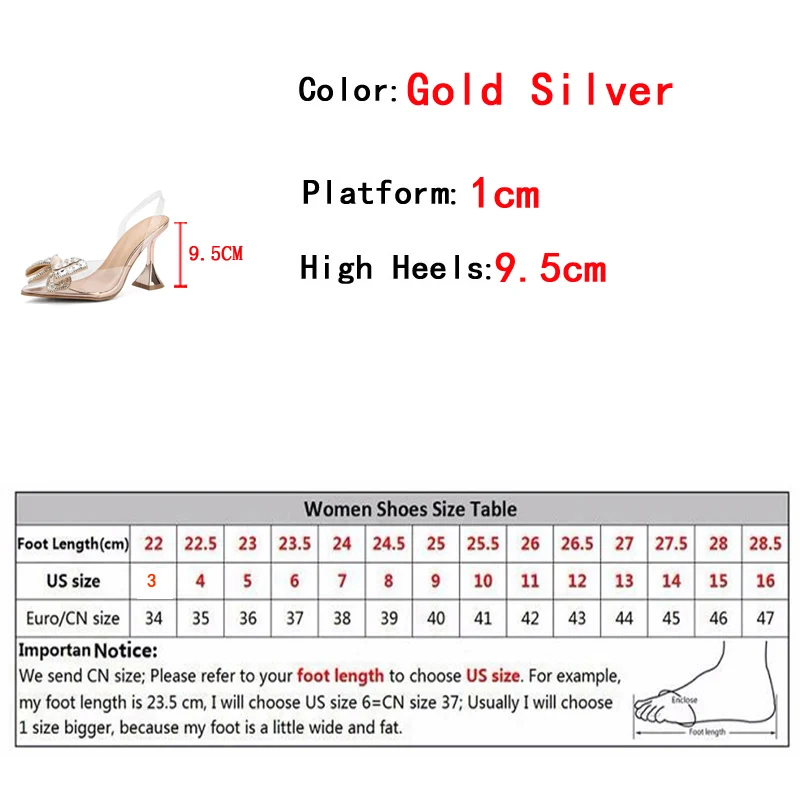 Liyke PVC Transparent Women Pumps Sexy Crystal Bowknot Pointed Toe Slingback High Heels Mules Sandal Female Wedding Prom Shoes