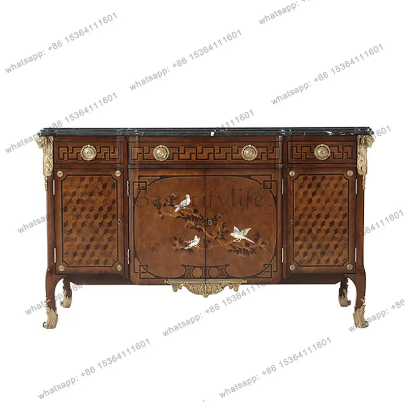 

Flower and bird entrance cabinet marble American foyer cabinet decoration