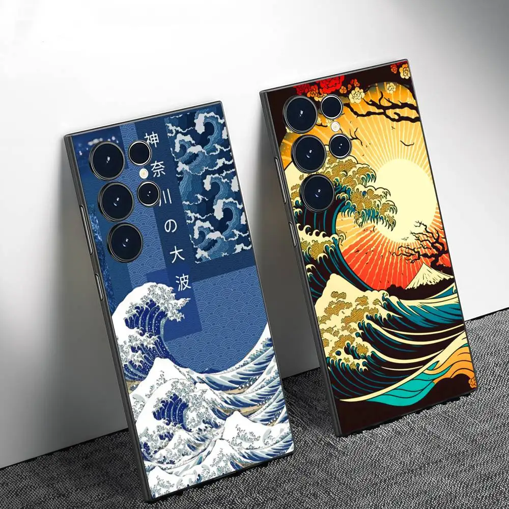 

Big Wave Of Kanagawa Phone Case For Samsung Galaxy S25 S24 S22 S23 Ultra S21 S20 Plus Frosted Full Soft Case