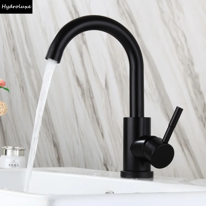 

Смеситель для ванной и кухни, поворотный, черный, для раковины, с подачей горячей и холодной воды, 360° ° Вращающийся гибкий смеситель с двумя режимами работы