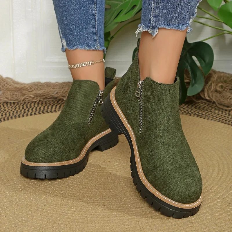 النساء حذاء من الجلد حجم كبير أحذية منصة الموضة النساء 2025 جديد سميكة وحيد أحذية الثلوج مريحة للنساء Zapatos De Mujer #2