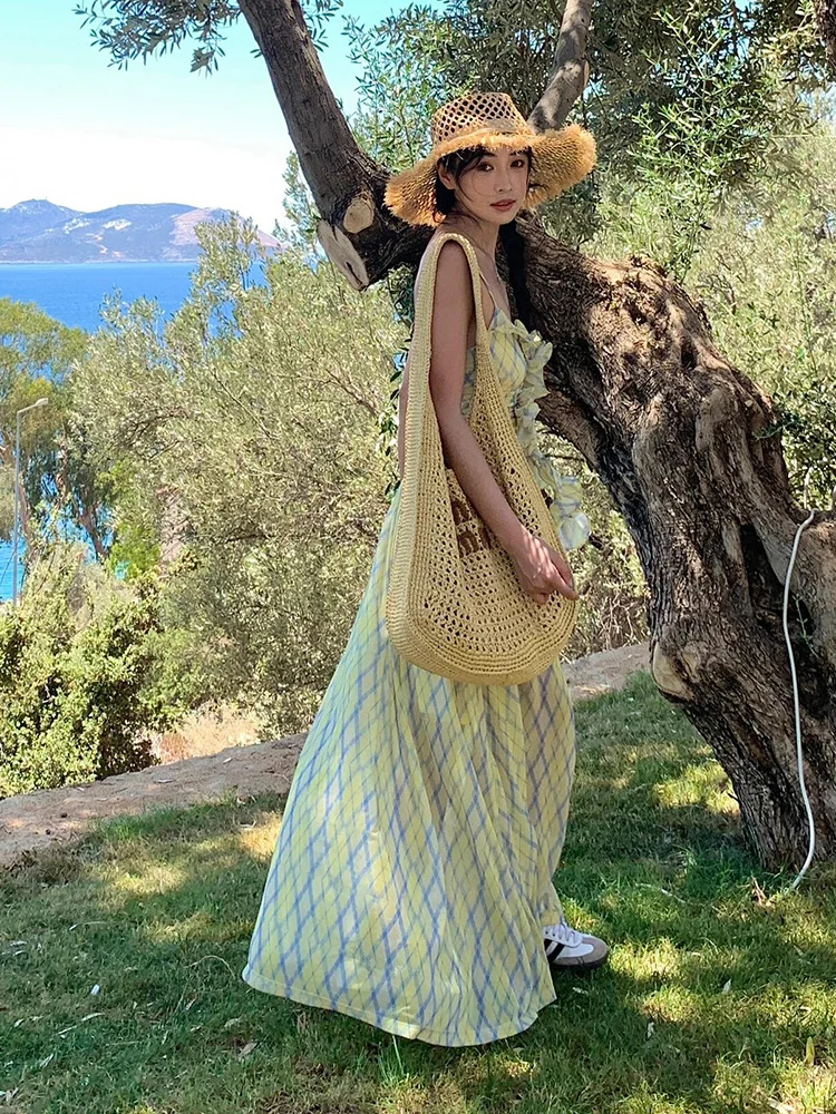 Robe d'épissure romantique avec oreille Bla et jupe de plage Lotus Vaion Sanya, longue et Sexy, Dr Ele Simple Sle Svel