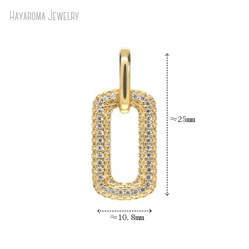 

5Pcs Geometric Rectangle Copper Invisible Setting Jewelry Pendant Gold Color Metal Cubic Zirconia Wholesale Charms