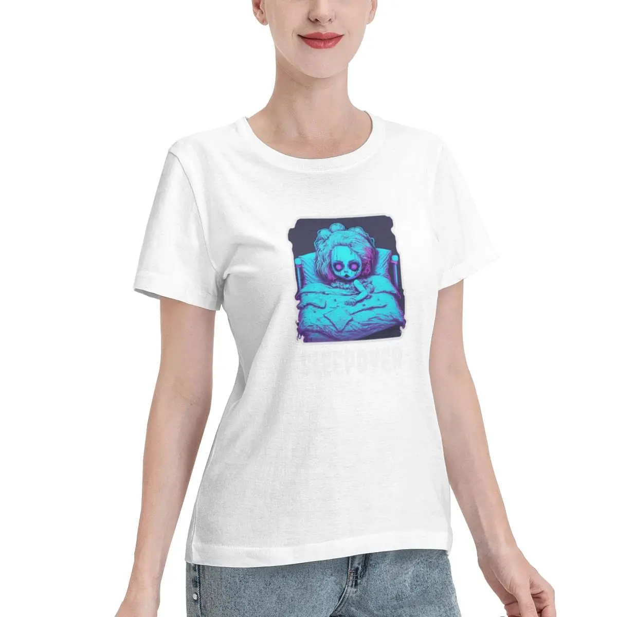 Long Lasting Creepy Sleepover Women's T-shirt Daily Casual Summer Women Top