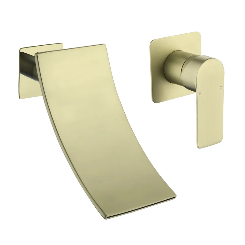 

All-copper waterfall type concealed washbasin faucet embedded in wall type hot and cold household hand wash basin faucet AM1028