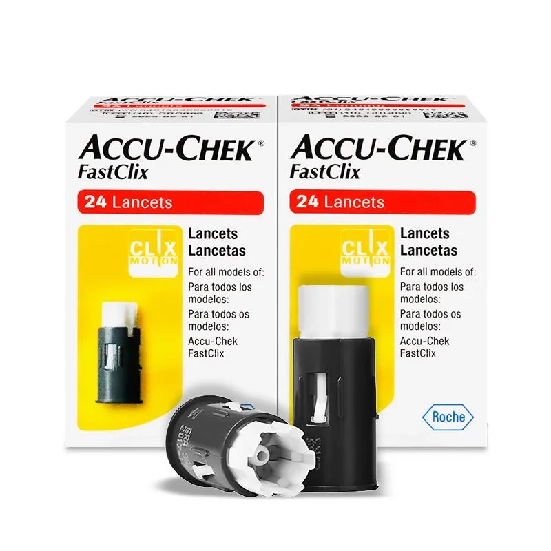 Accu-chek FastClix Lancet 120 عدد Lancets (عبوة من 5) ورق اختبار جلوكوز الدم الألماني Yidong إبرة أخذ عينات الدم 24 صندوق