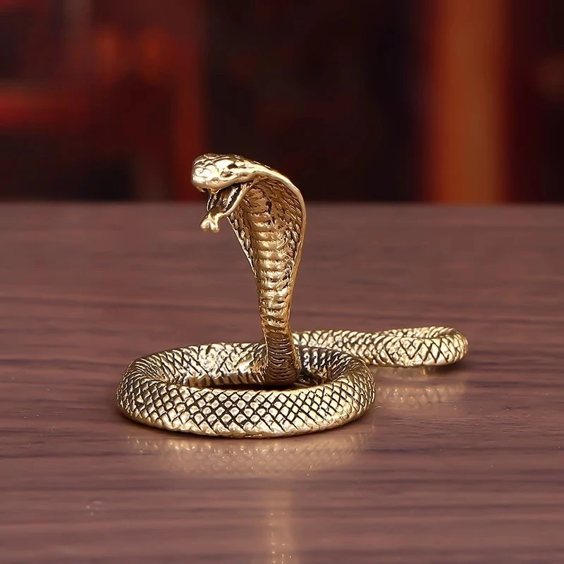 Pure brass zodiac snake tea table tea pet small ornament desktop simulation cobra king fish tank landscaping handle