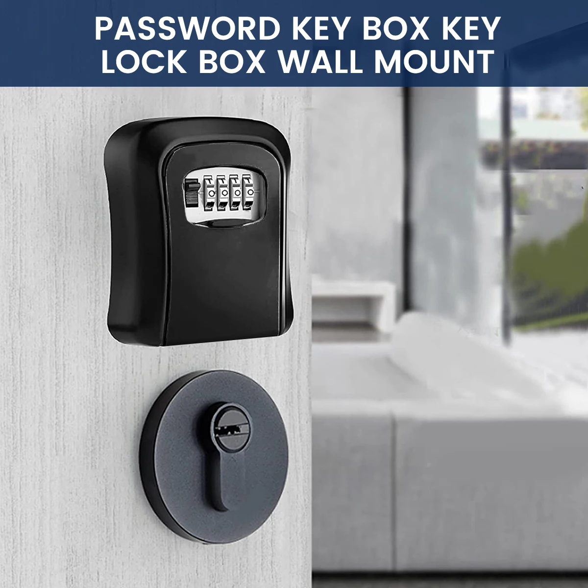 Wall Mount Key Lock Box 4 Digit Password Code Security Lock No Key for Home Office Key Safe Secret Storage Box Organizer