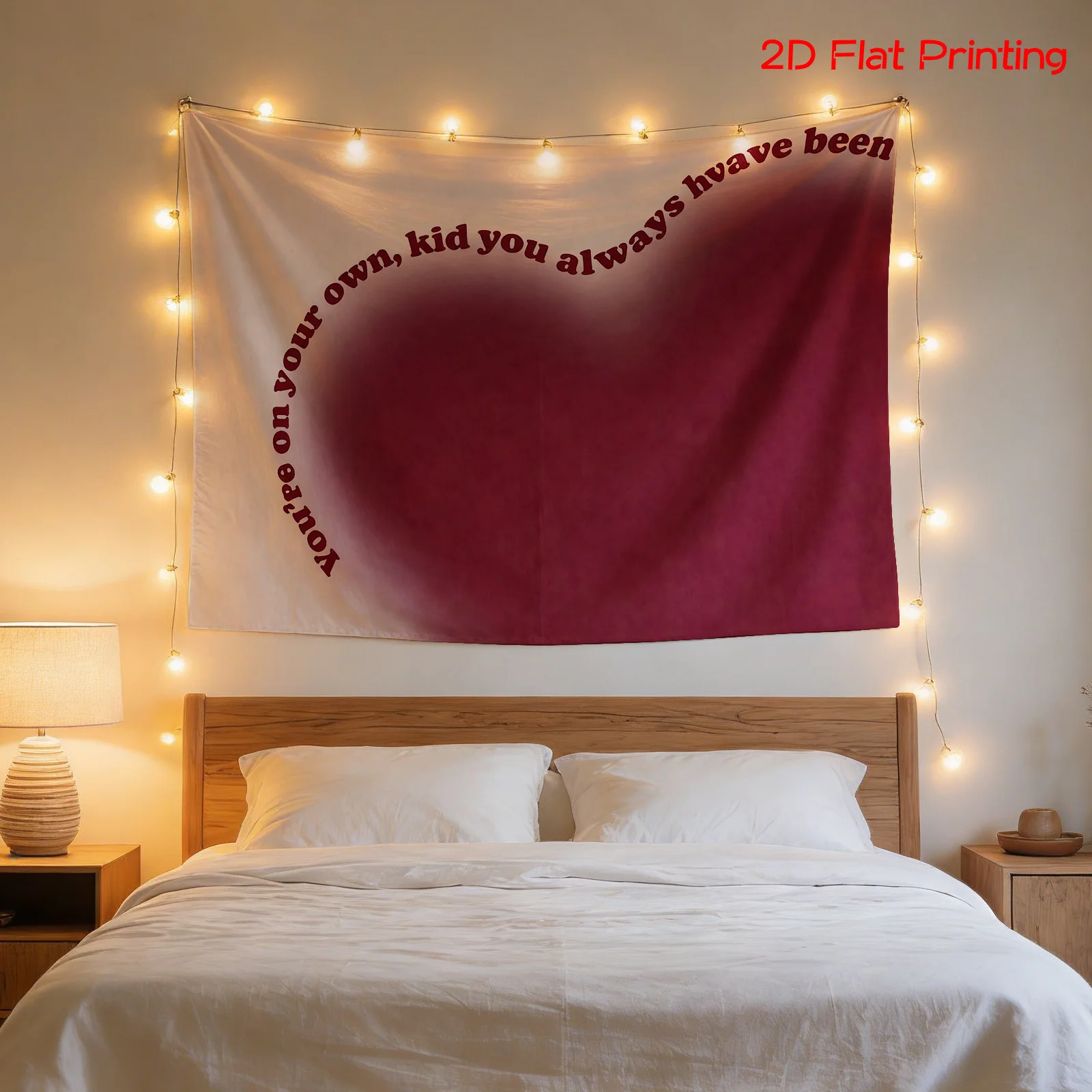 Romantic Heart Tapestry Wall Hanging Decor Boho Dorm Room Nursery Art Quote Print 180x320cm Home Decoration
