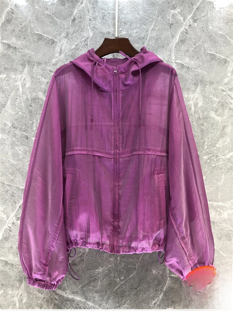 

Женская летняя новинка Sle Batwing Sve с эластичным подолом, солнцезащитная одежда, повседневная верхняя одежда с капюшоном, длинная застежка-молния све